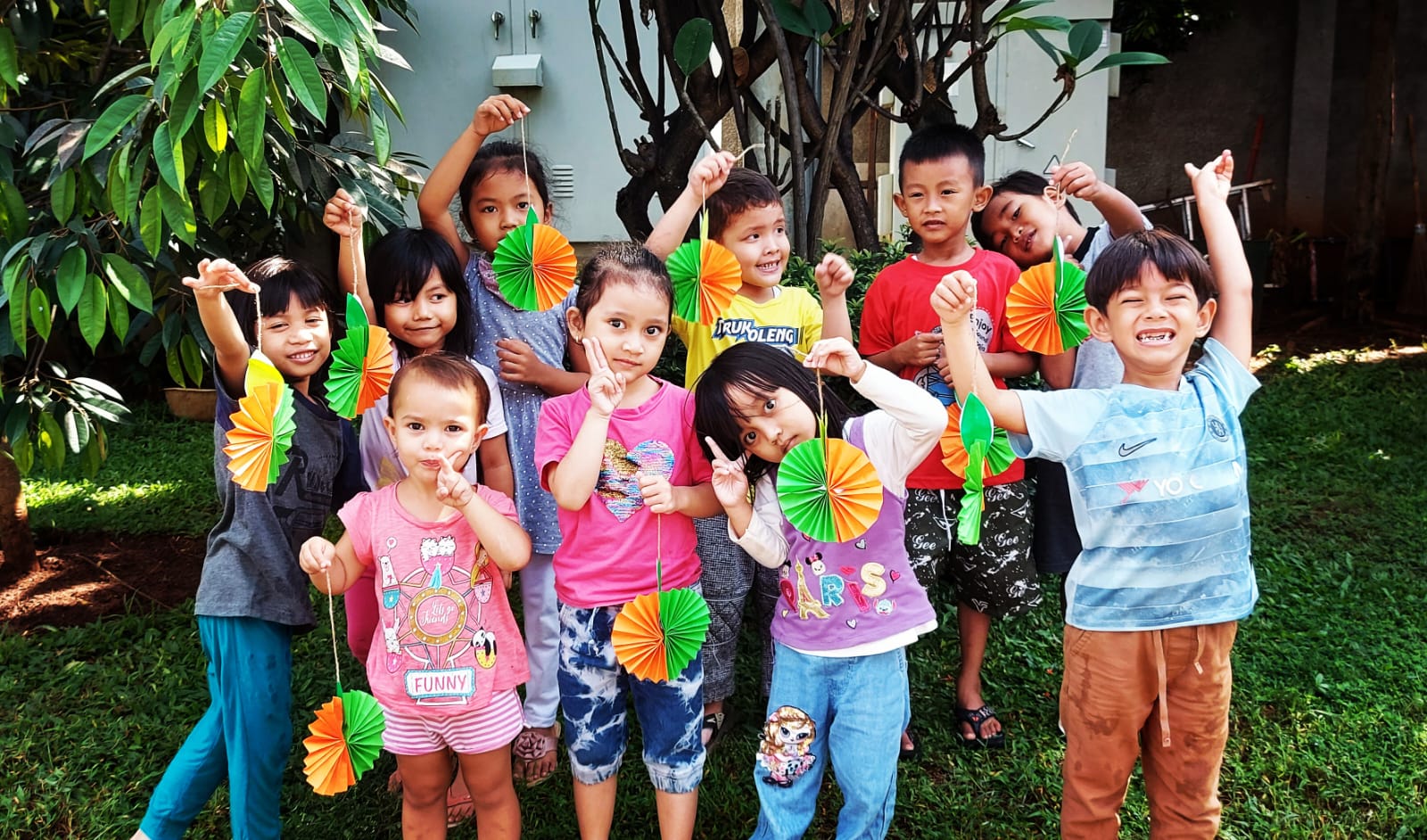Children doing outdoor class activity
